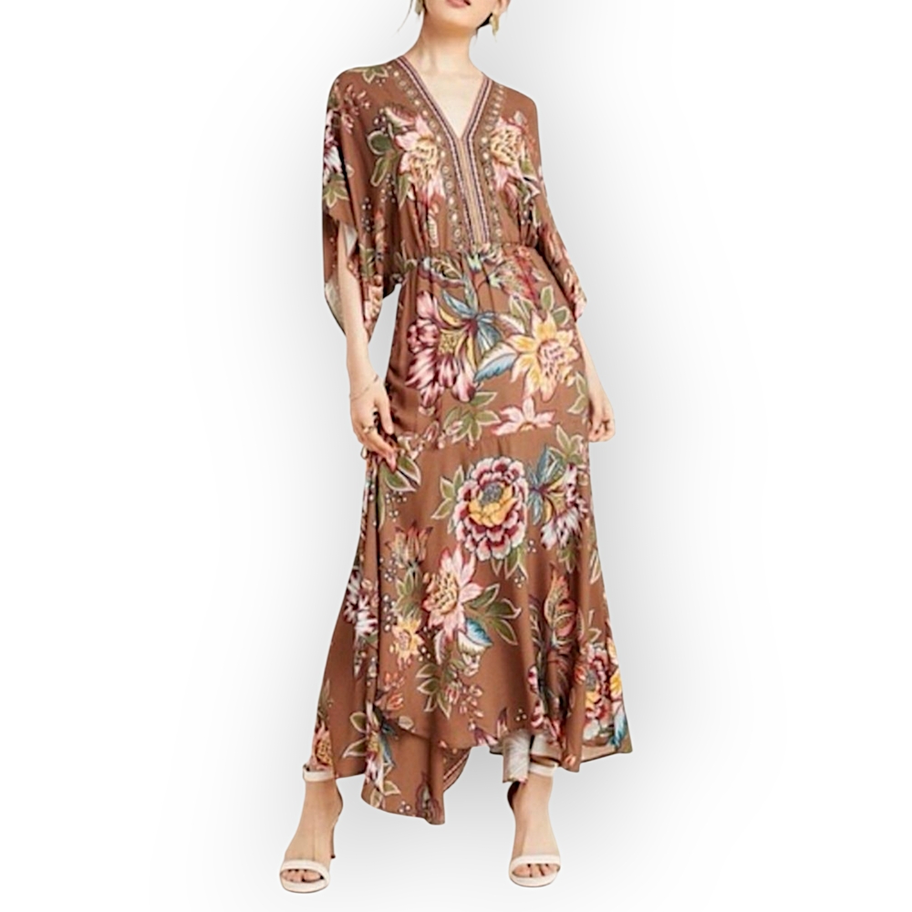 Floral Brown Maxi Dress
